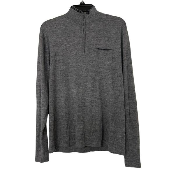 Toscano Gray Merino Wool Blend 1/4 Zip Lightweight Mock Neck Sweater Size XL - Picture 1 of 11